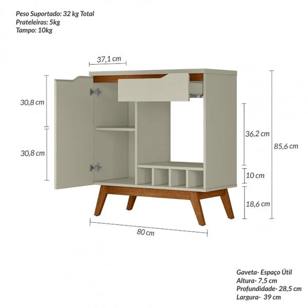 Retro skænk med vinreol Tokyo