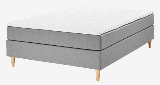 Boxmadras LEIRKUP 140×200 – grå, blød
