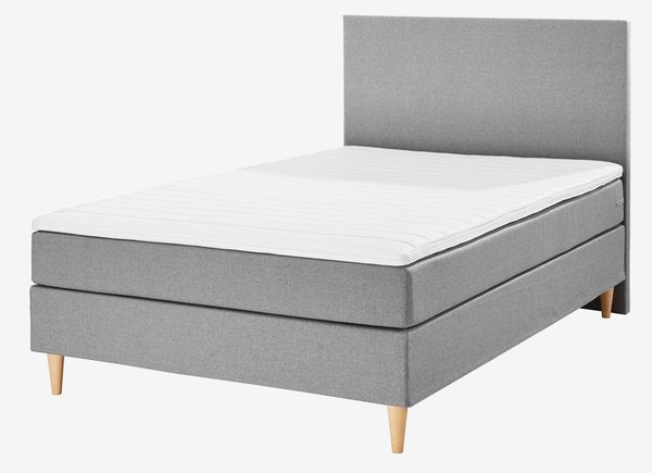 Boxmadras LEIRKUP 140×200 – grå, blød
