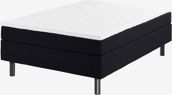 TYSSA boxmadras 140×200 cm – sort kunstlæder, blød komfort