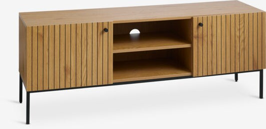 TV-bord HEMDRUP – 2 låger, varm eg / sort