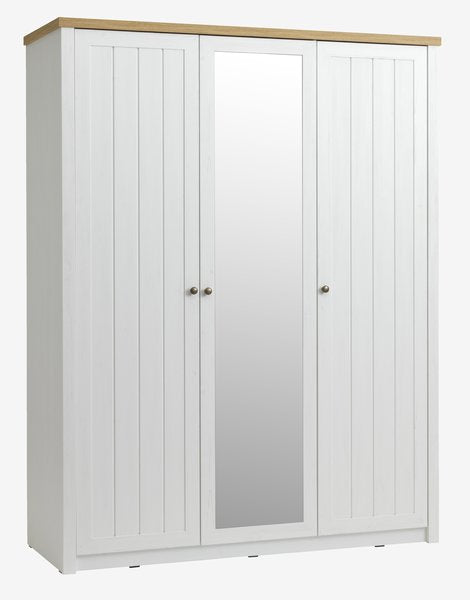 Garderobeskab MARKSKEL 162×210 hvid / egetræsfarve
