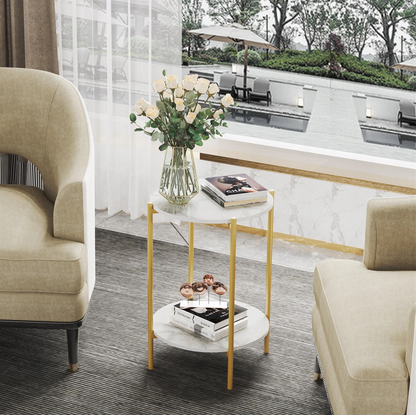 Rundt sidebord i sten